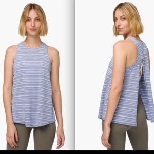 Lululemon All Tied Up Tank Size 2 Cut Back Stripe Tempest Blue White